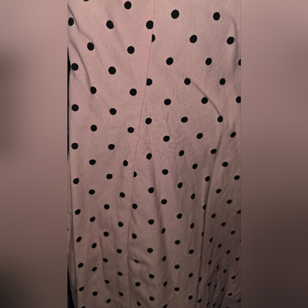 Vixen by Micheline Pitt Pink Polka Dot Midi Dress with Belt - Picture 7 of 7